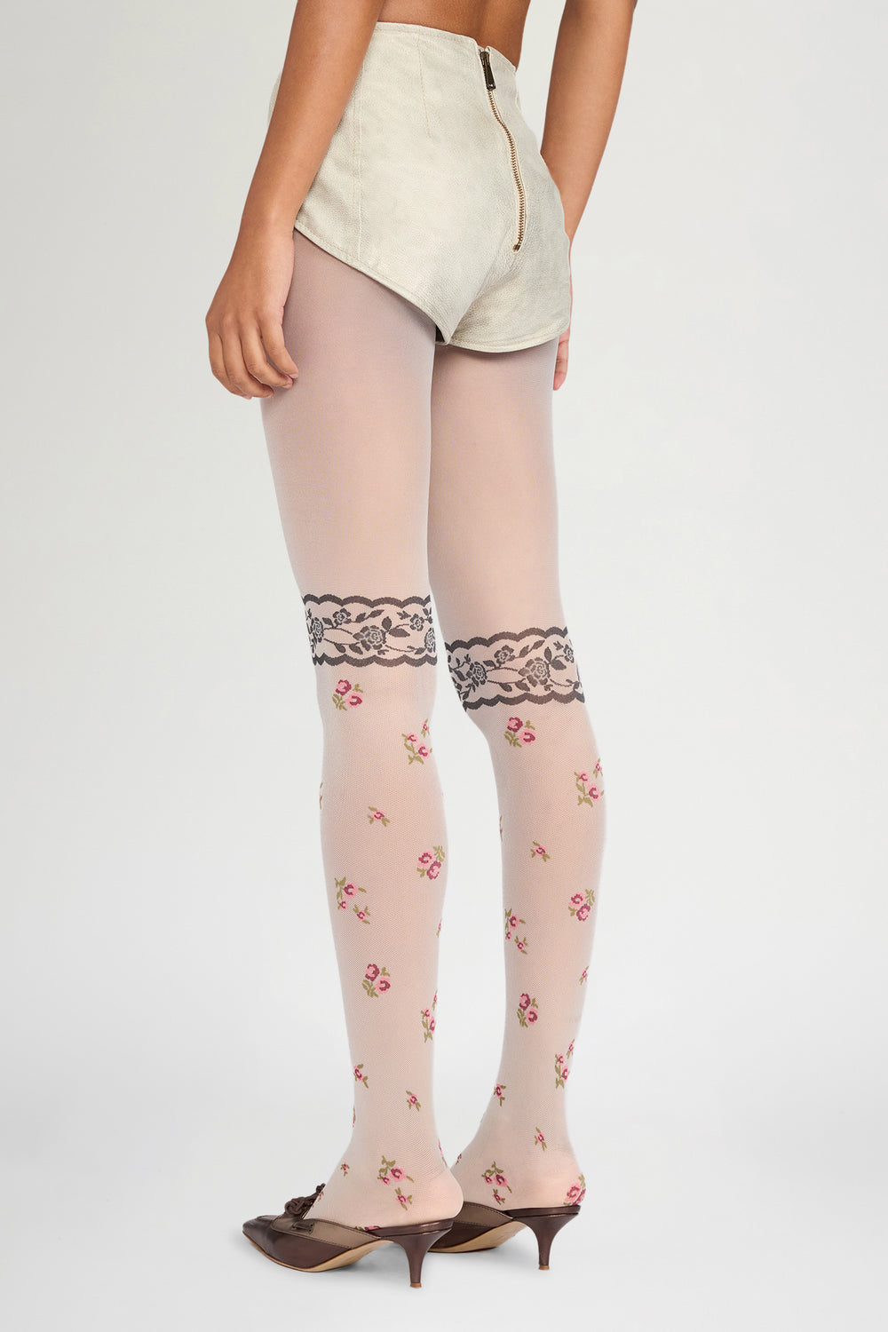 Blush Floral Lace Tights