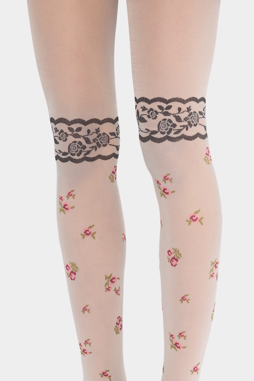 Blush Floral Lace Tights