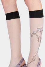 Lilac Floral Sheer Socks