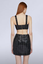 Top a Fascia in Tweed con Paillettes