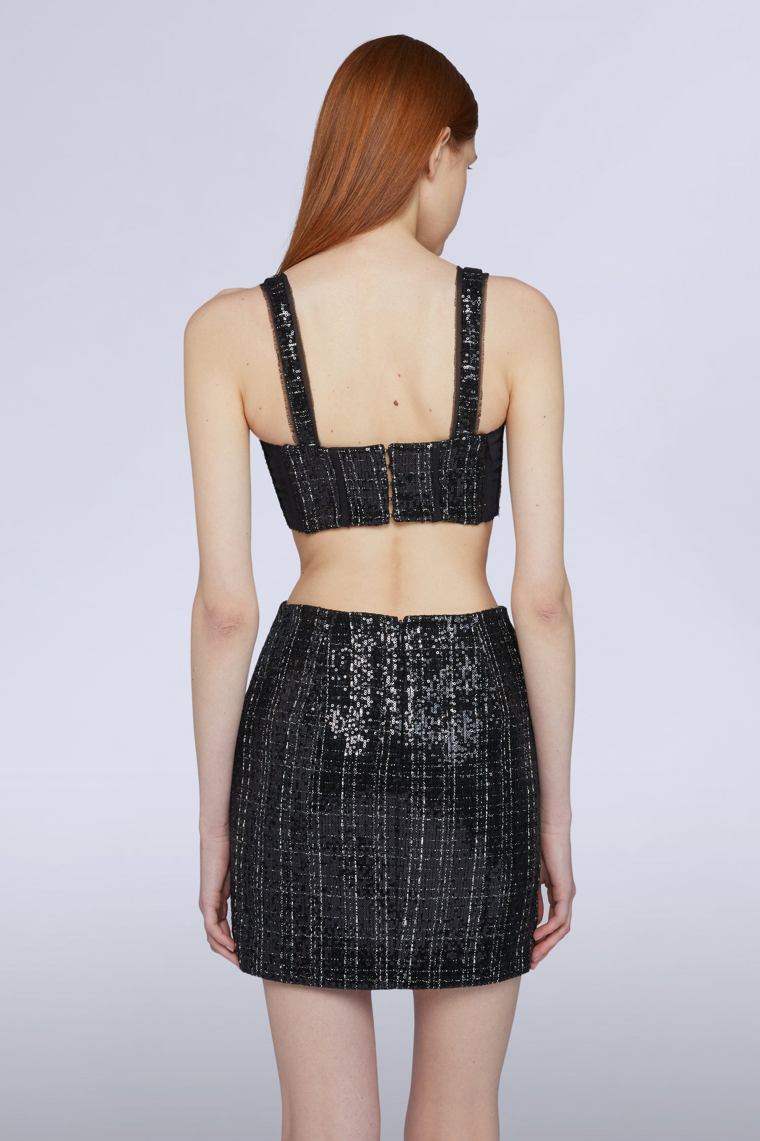 Top a Fascia in Tweed con Paillettes