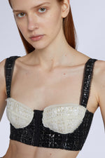 Top a Fascia in Tweed con Paillettes