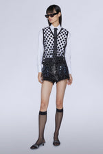 Sheer Top with Black Polka Dots