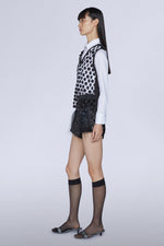 Sheer Top with Black Polka Dots