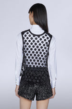 Sheer Top with Black Polka Dots