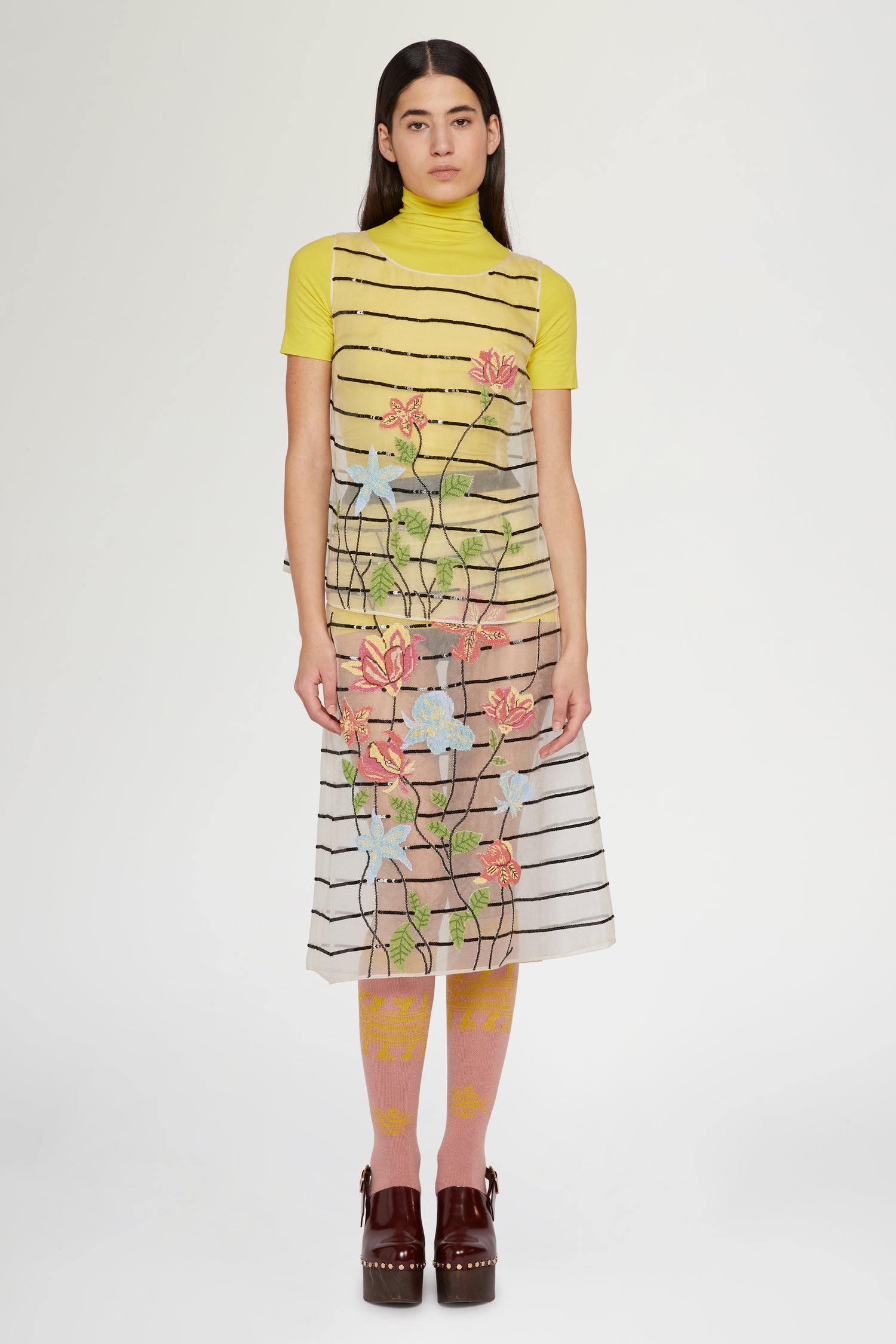 Silk Top with Floral Embroidery