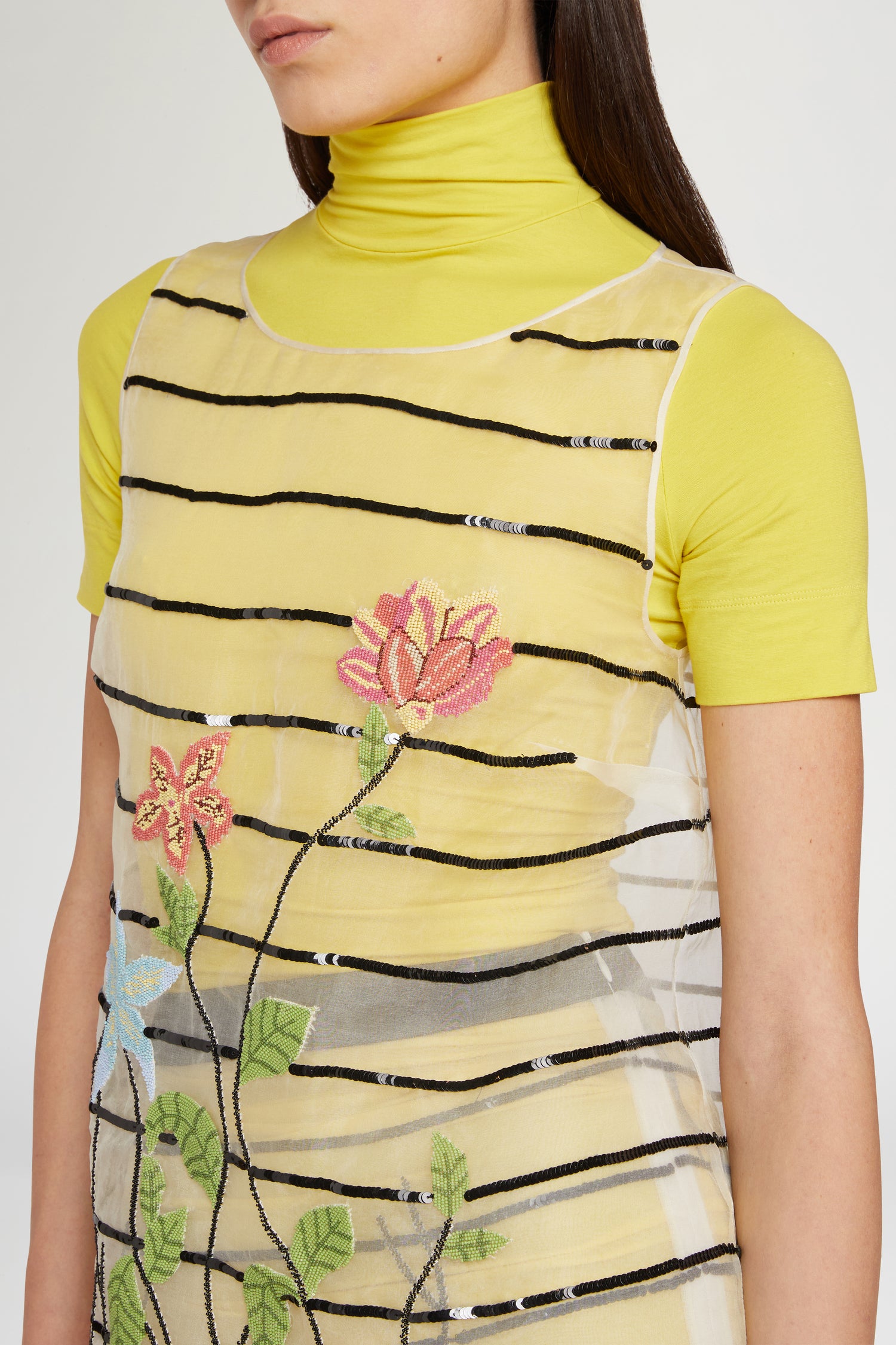 Silk Top with Floral Embroidery