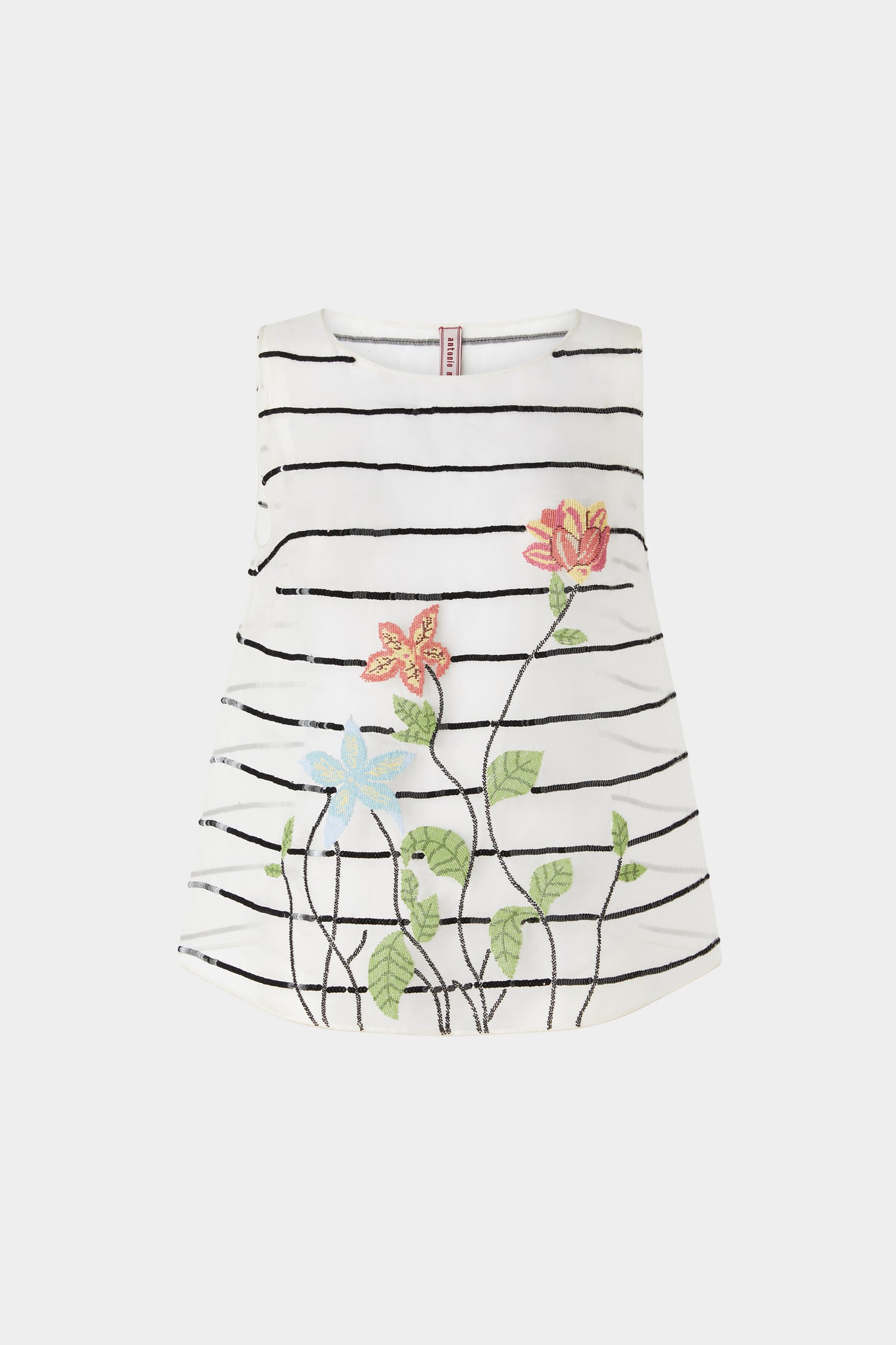 Silk Top with Floral Embroidery