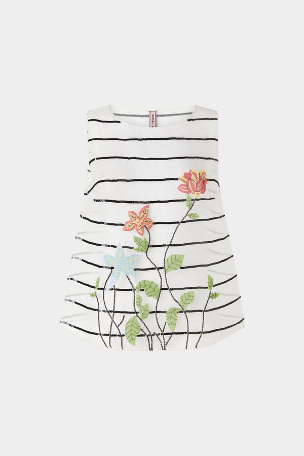 Top in Seta con Ricamo Floreale