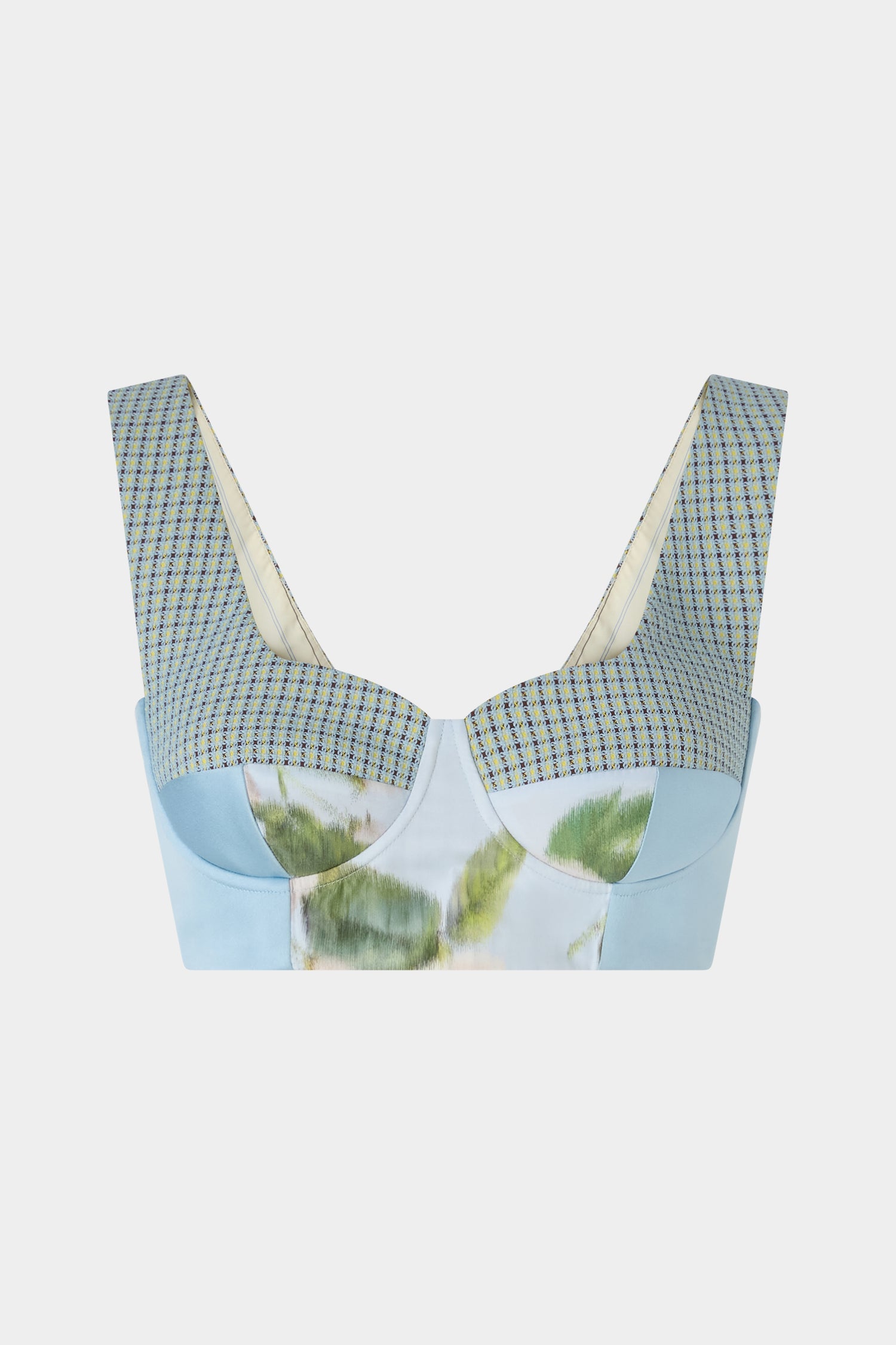 Ballerina-Neck Structured Bra with Contrast Fabrics