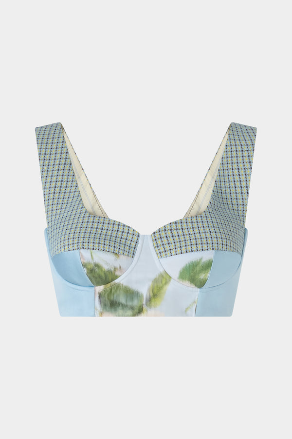 Ballerina-Neck Structured Bra with Contrast Fabrics