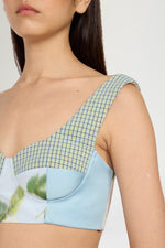 Ballerina-Neck Structured Bra with Contrast Fabrics