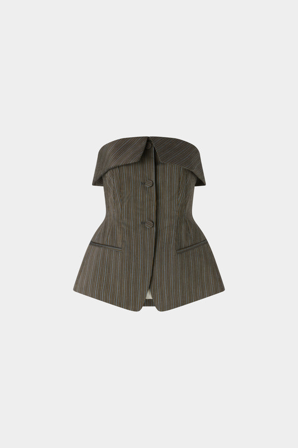 Bustier in Cotone Jacquard Gessato