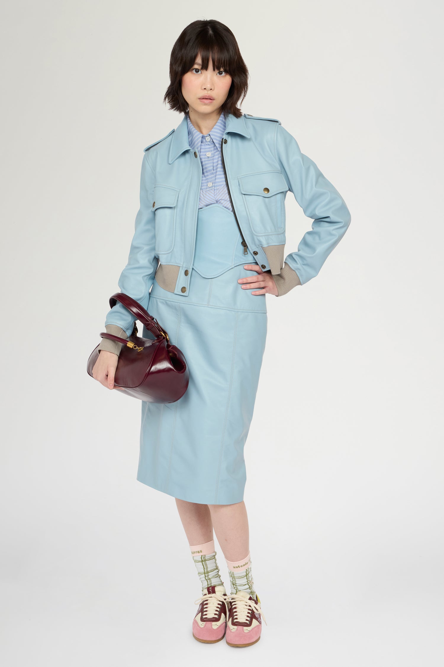 Corsetto in Pelle Azzurro
