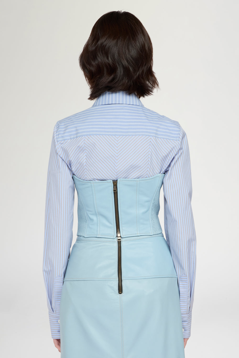 Leather Bustier in Light Blue