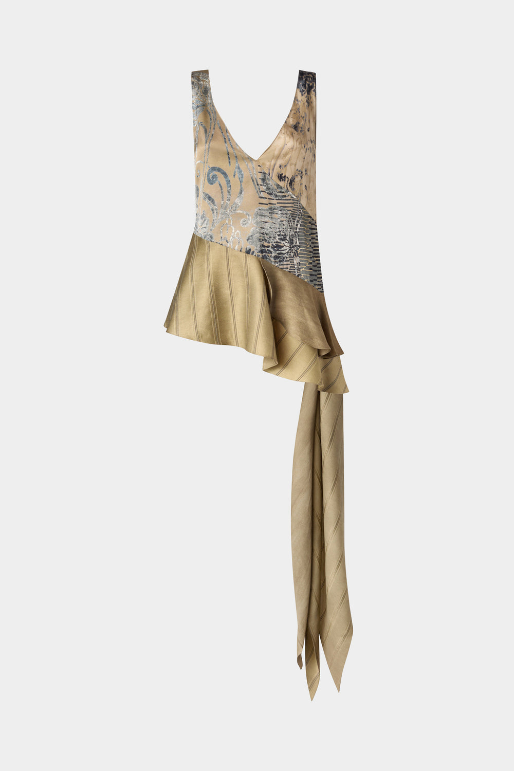Gold Asymmetric Ruffled Top