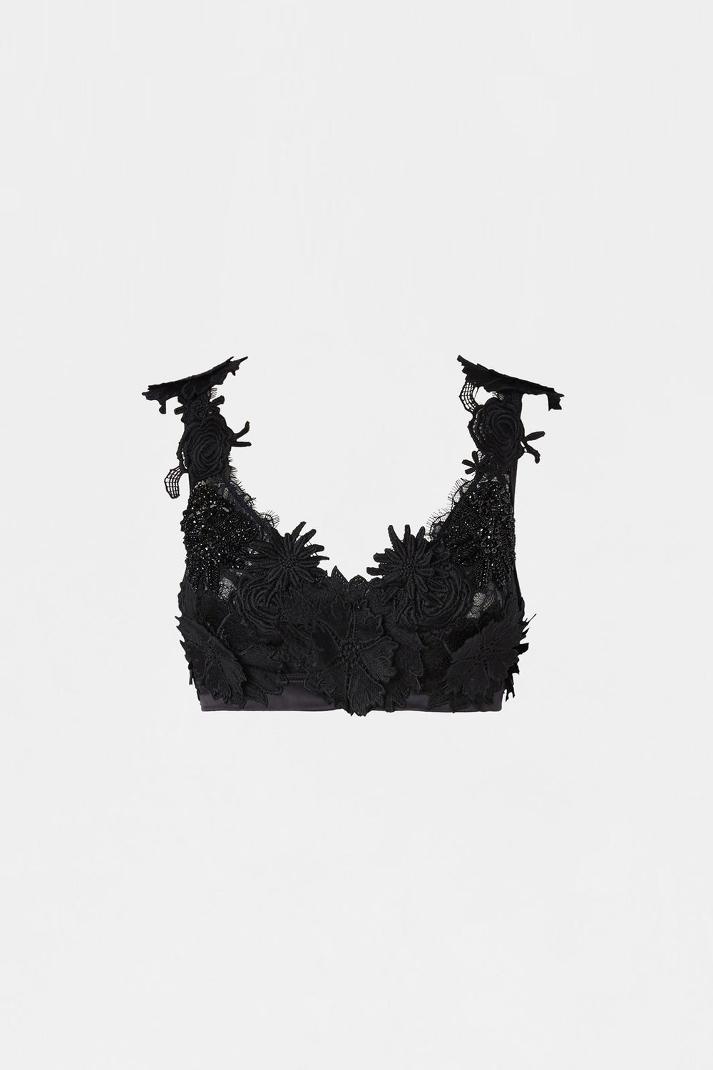 Black Embroidered Lace Bra
