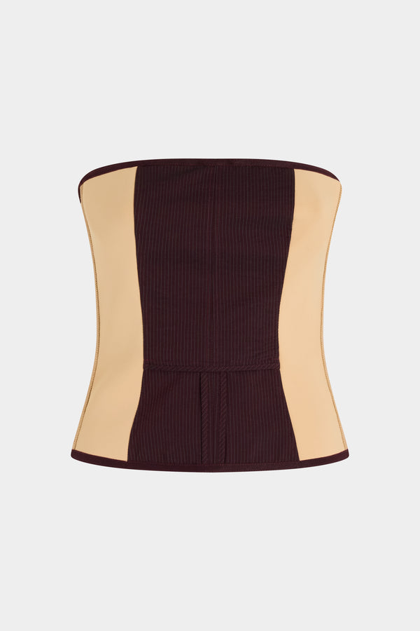 Burgundy Pinstripe Patchwork Bustier