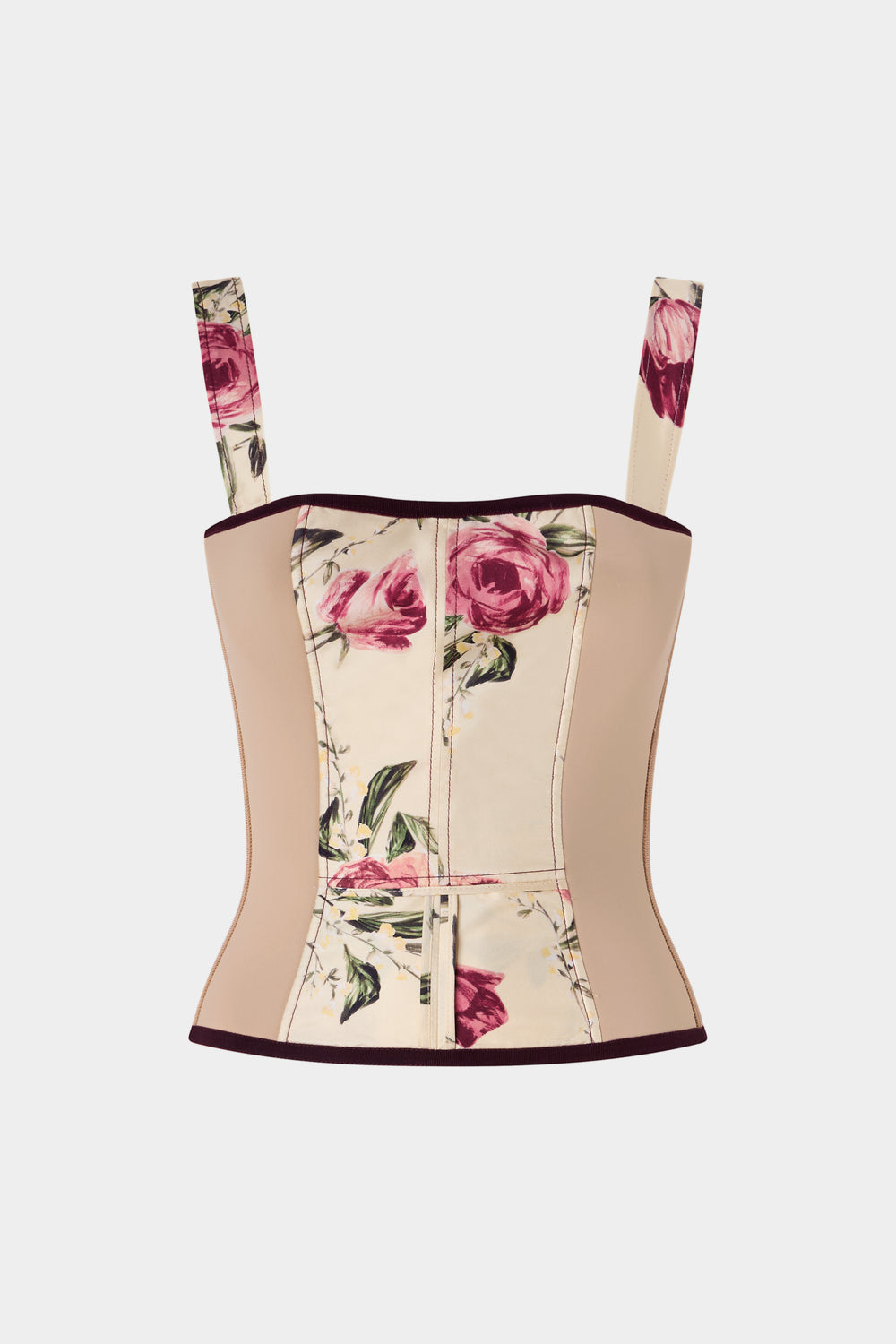 Floral Silk Bustier Top