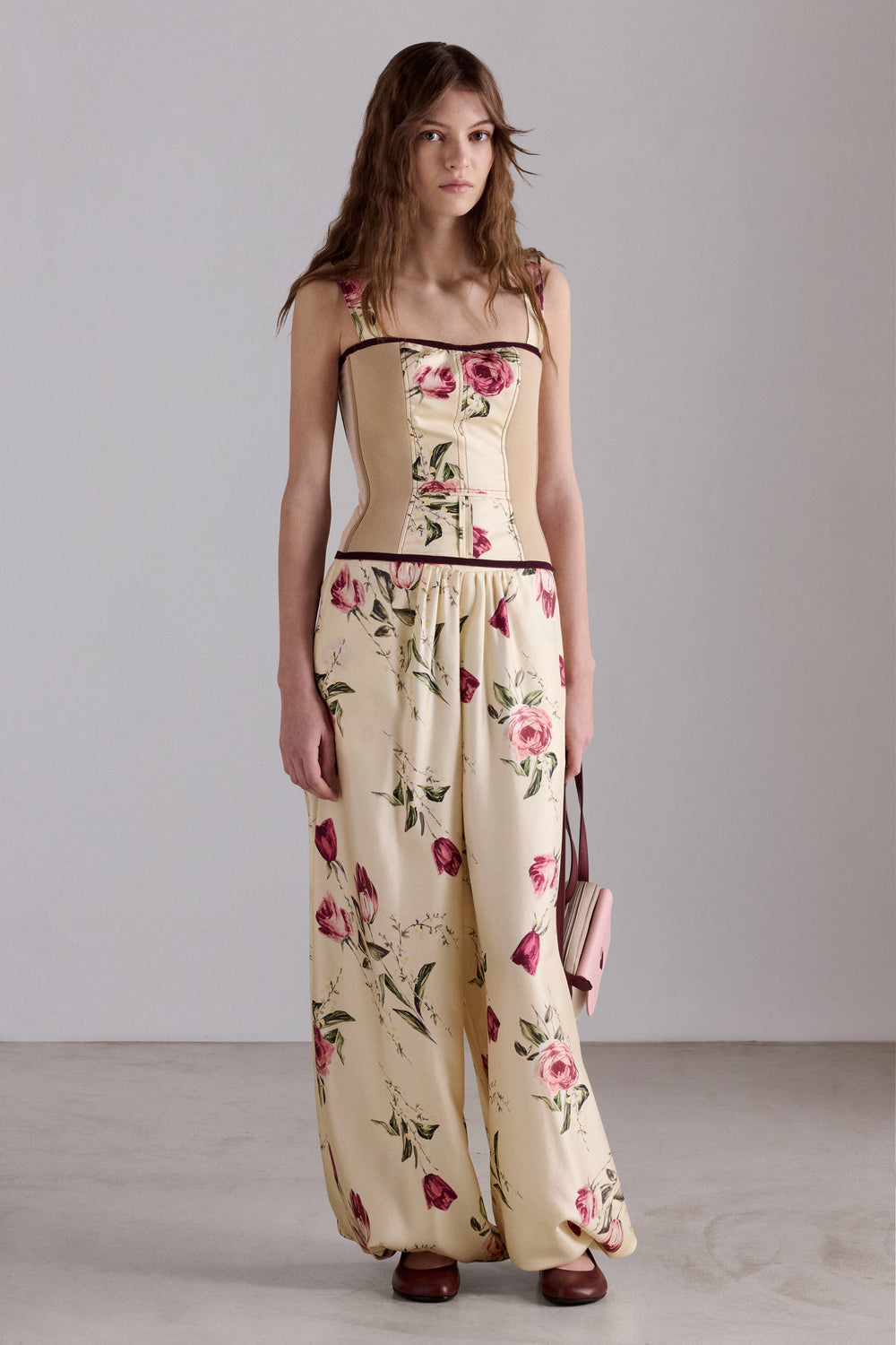 Floral Silk Bustier Top
