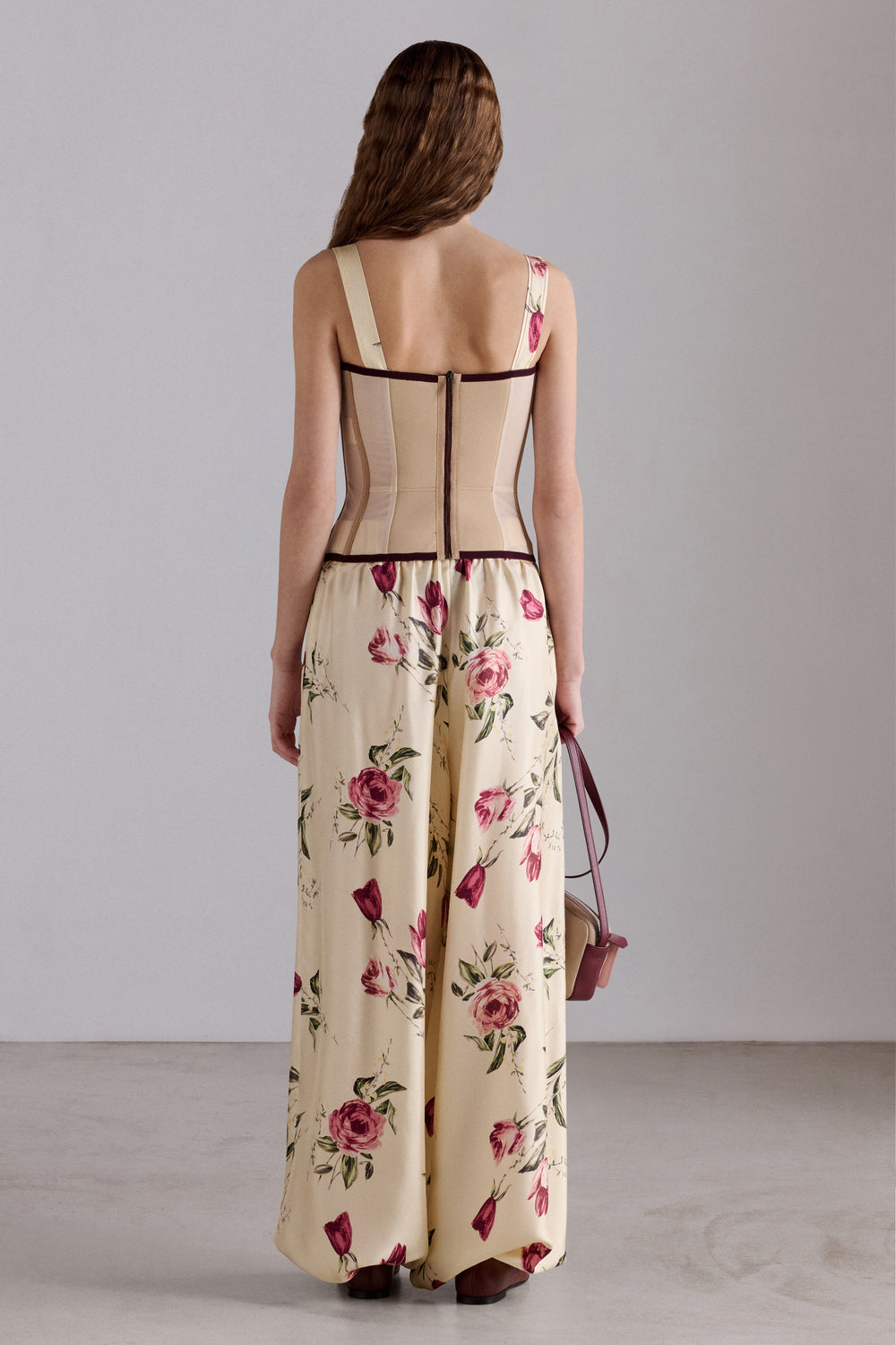 Floral Silk Bustier Top