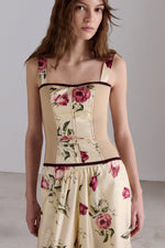 Floral Silk Bustier Top