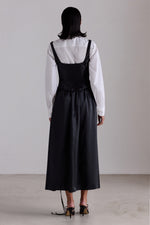 Top Corsetto in Taffetà Nero Lucido