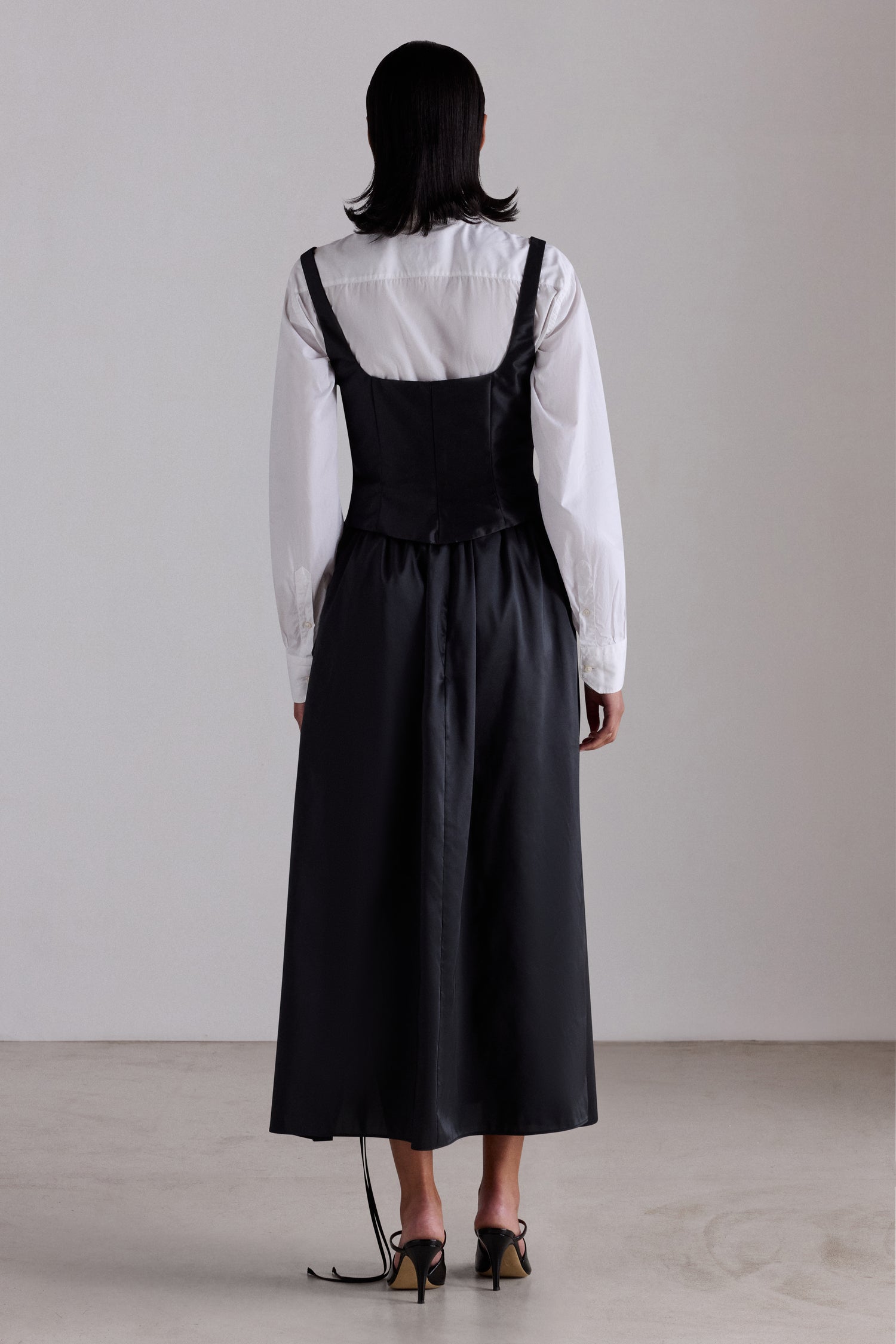 Top Corsetto in Taffetà Nero Lucido