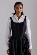 Top Corsetto in Taffetà Nero Lucido