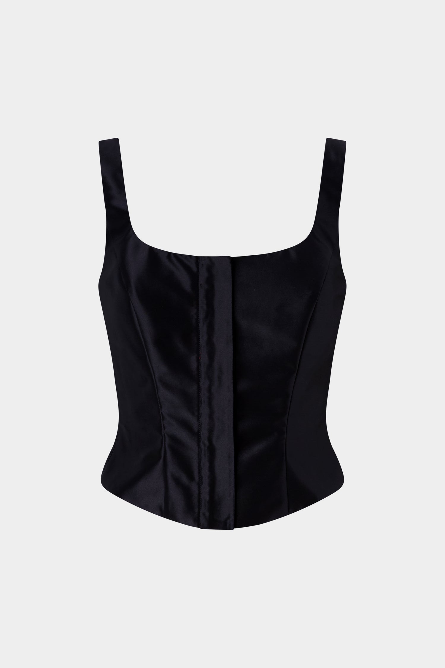 Top Corsetto in Taffetà Nero Lucido