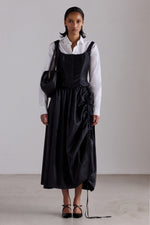 Top Corsetto in Taffetà Nero Lucido