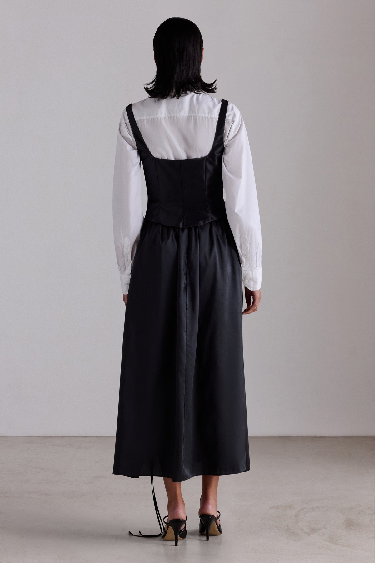 Top Corsetto in Taffetà Nero Lucido