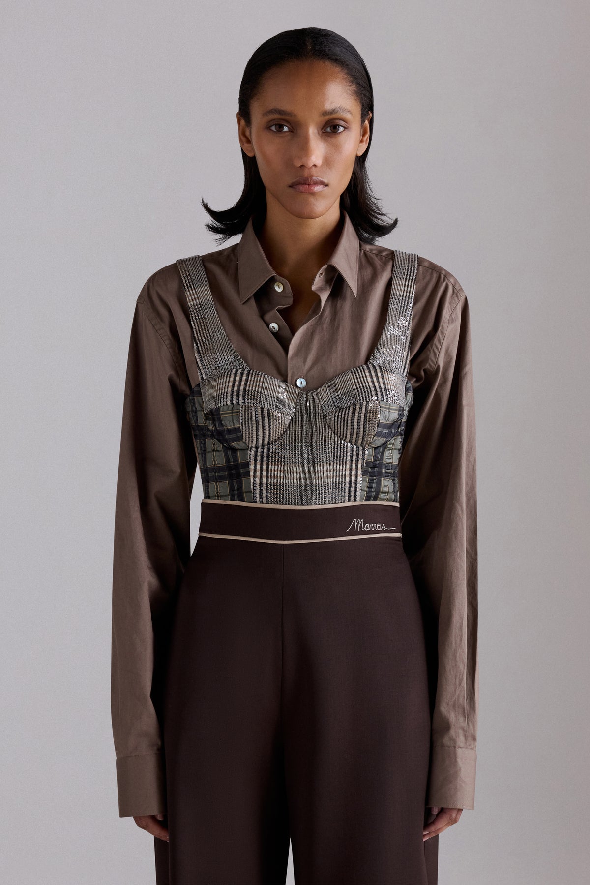 Bustier Strutturato in Tweed con Paillettes