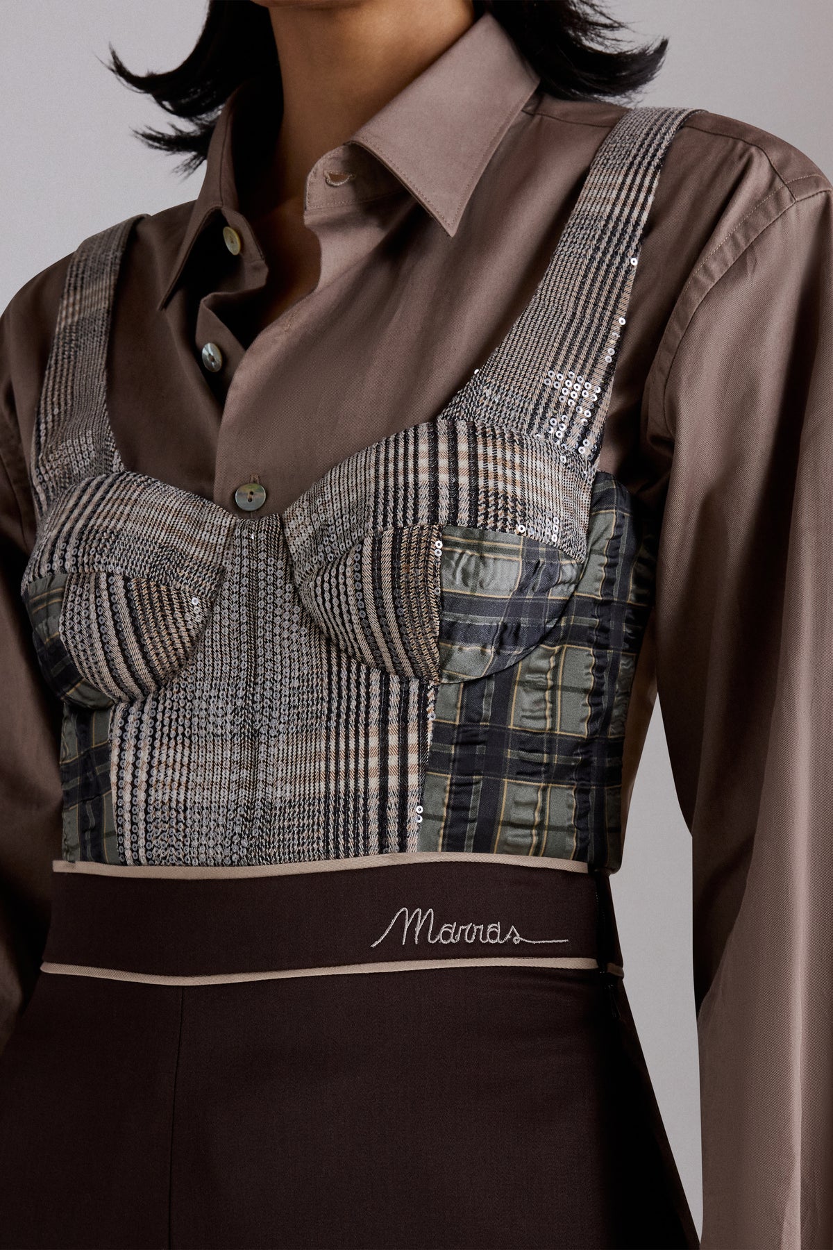 Bustier Strutturato in Tweed con Paillettes