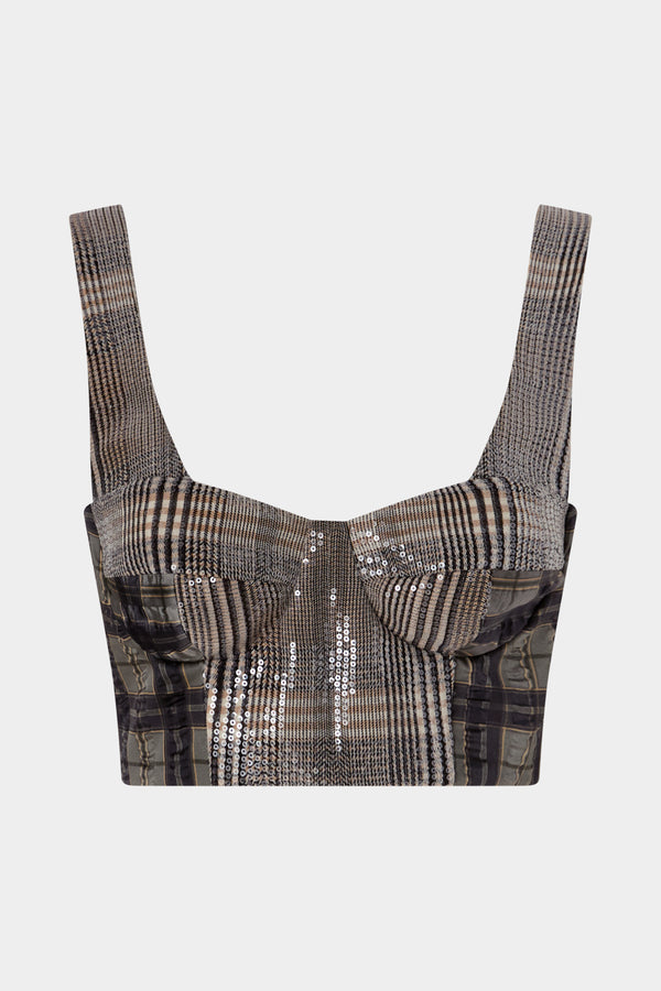 Bustier Strutturato in Tweed con Paillettes