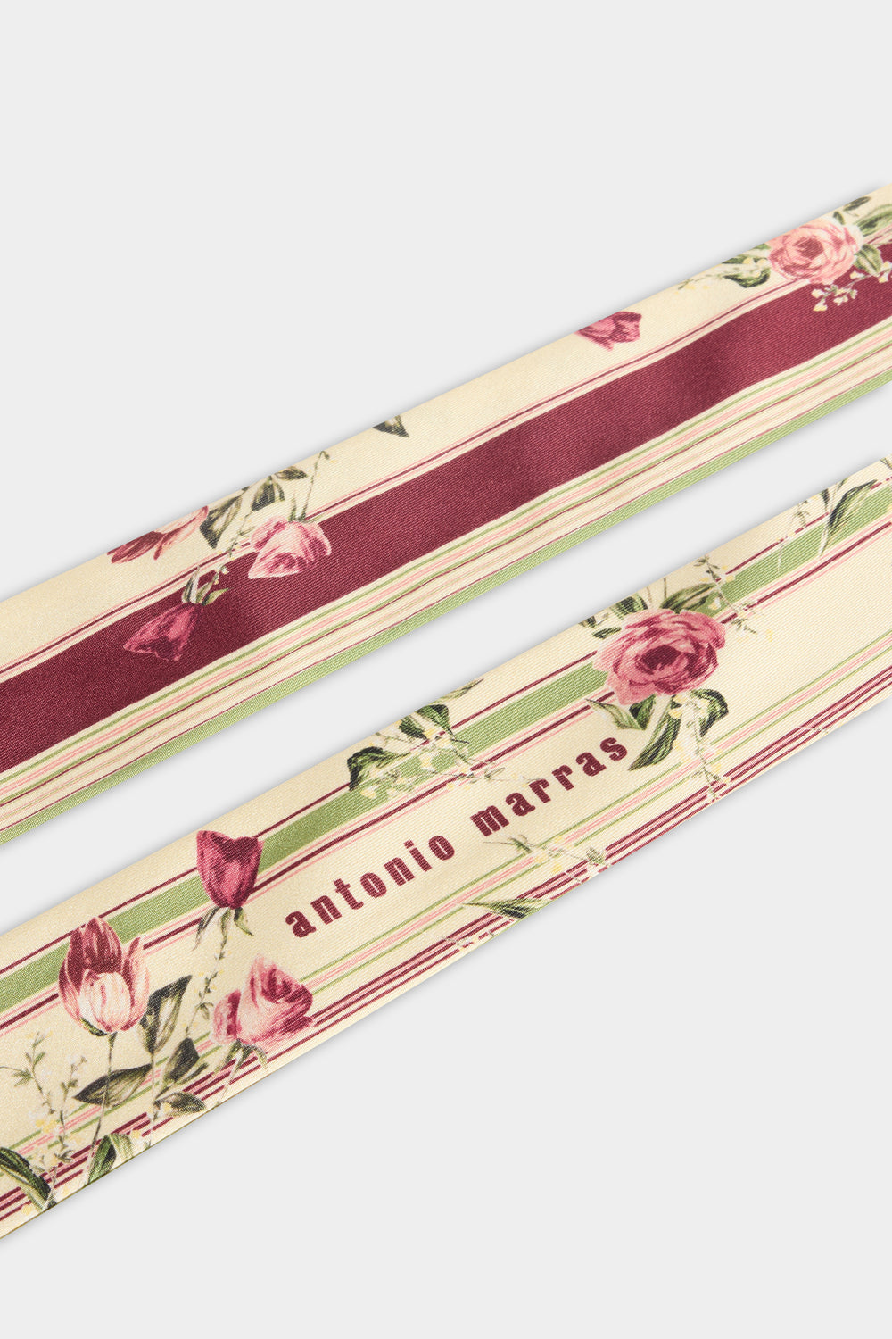 Ivory Floral Silk Ribbon Scarf