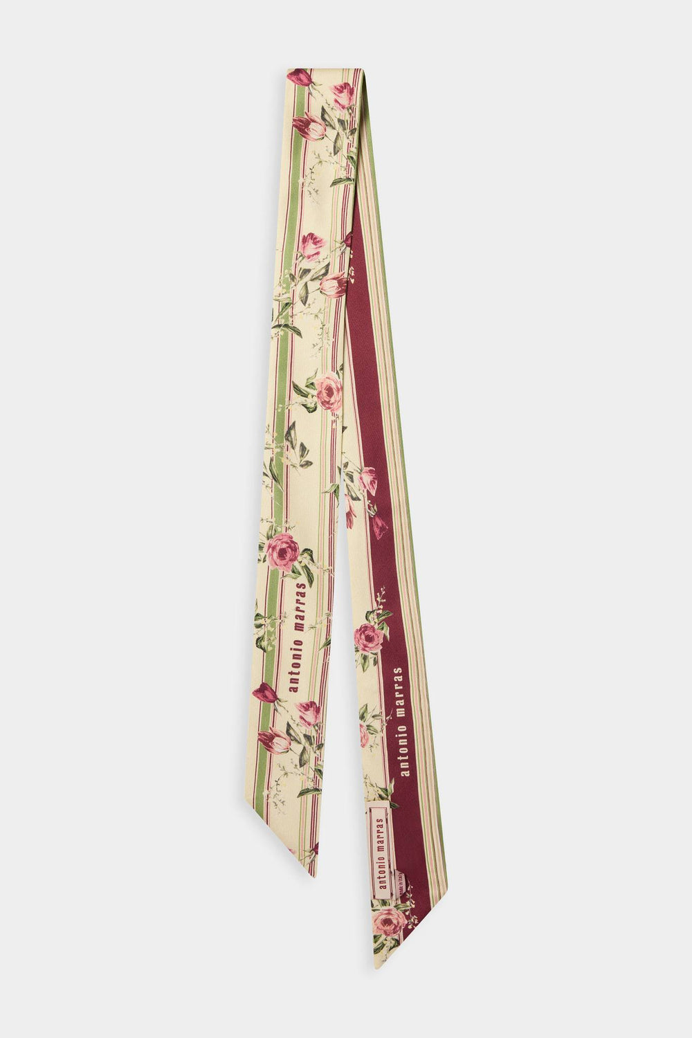 Ivory Floral Silk Ribbon Scarf
