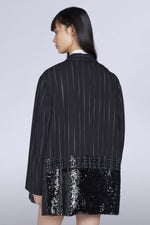 Blazer Oversize con Orlo di Paillettes