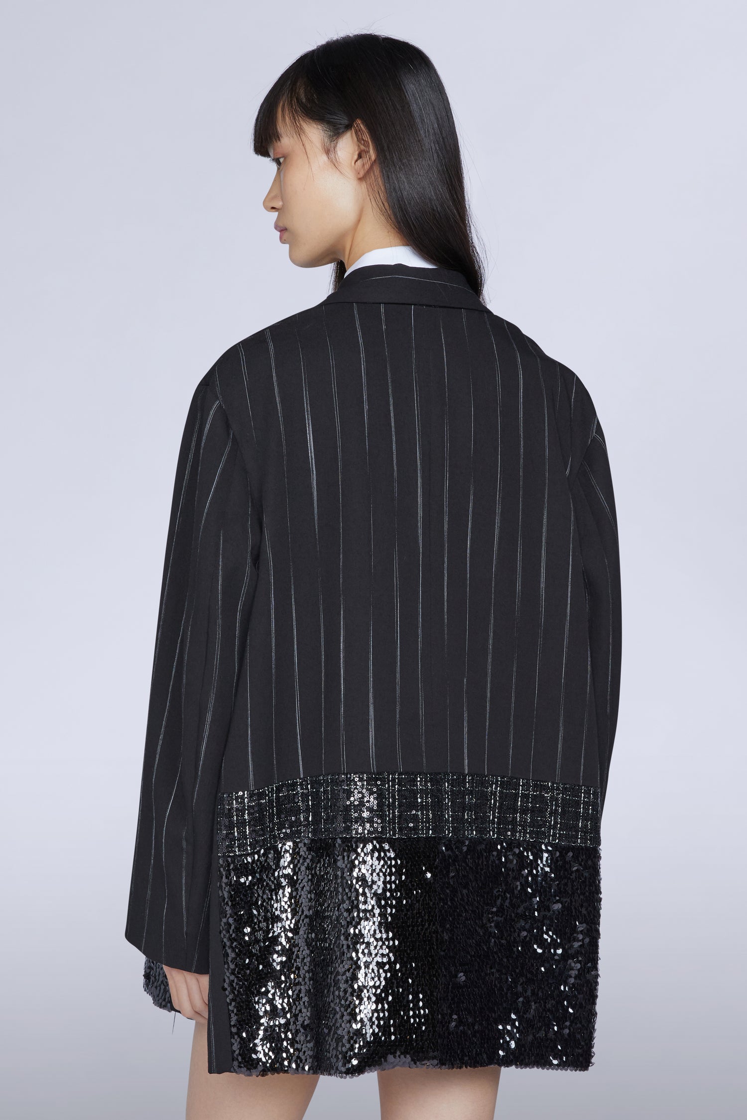 Blazer Oversize con Orlo di Paillettes