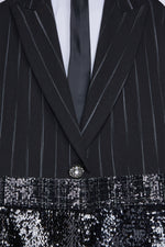 Blazer Oversize con Orlo di Paillettes