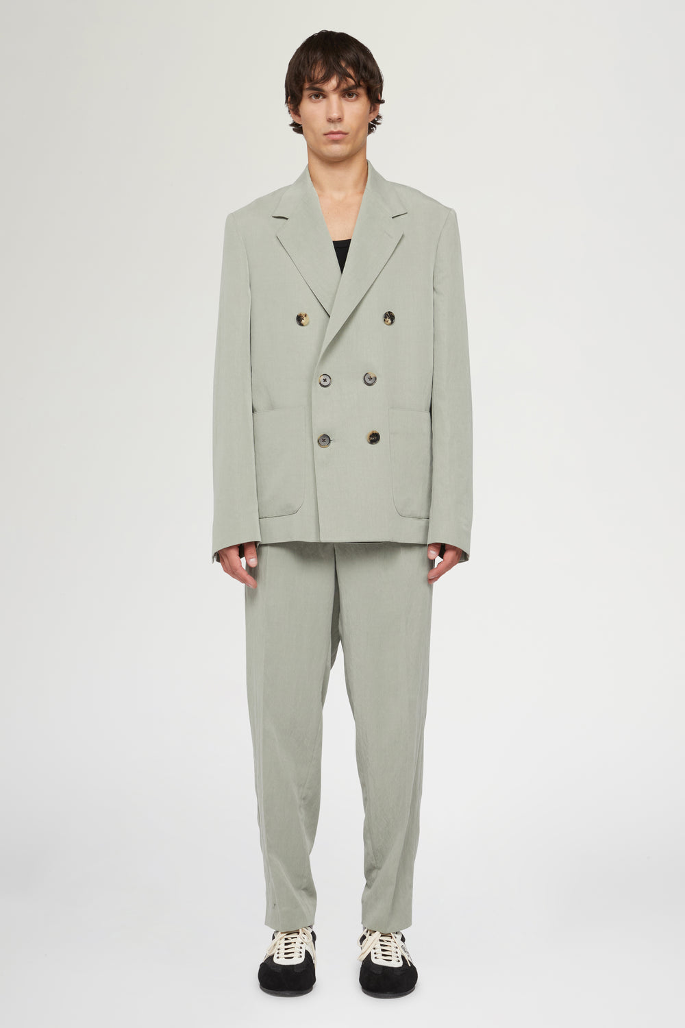 Sage Green Double-Breasted Jacket