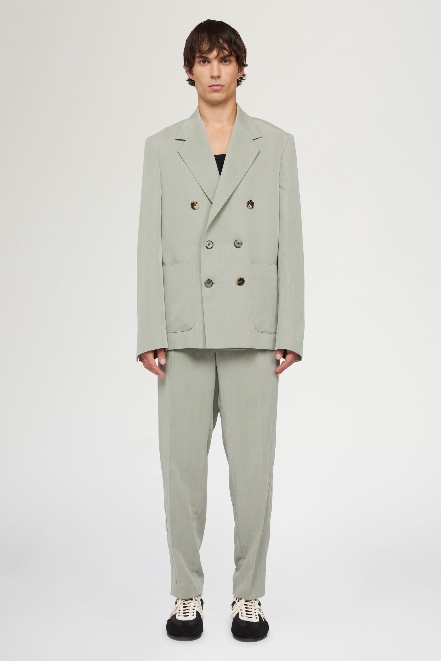 Sage Green Double-Breasted Jacket