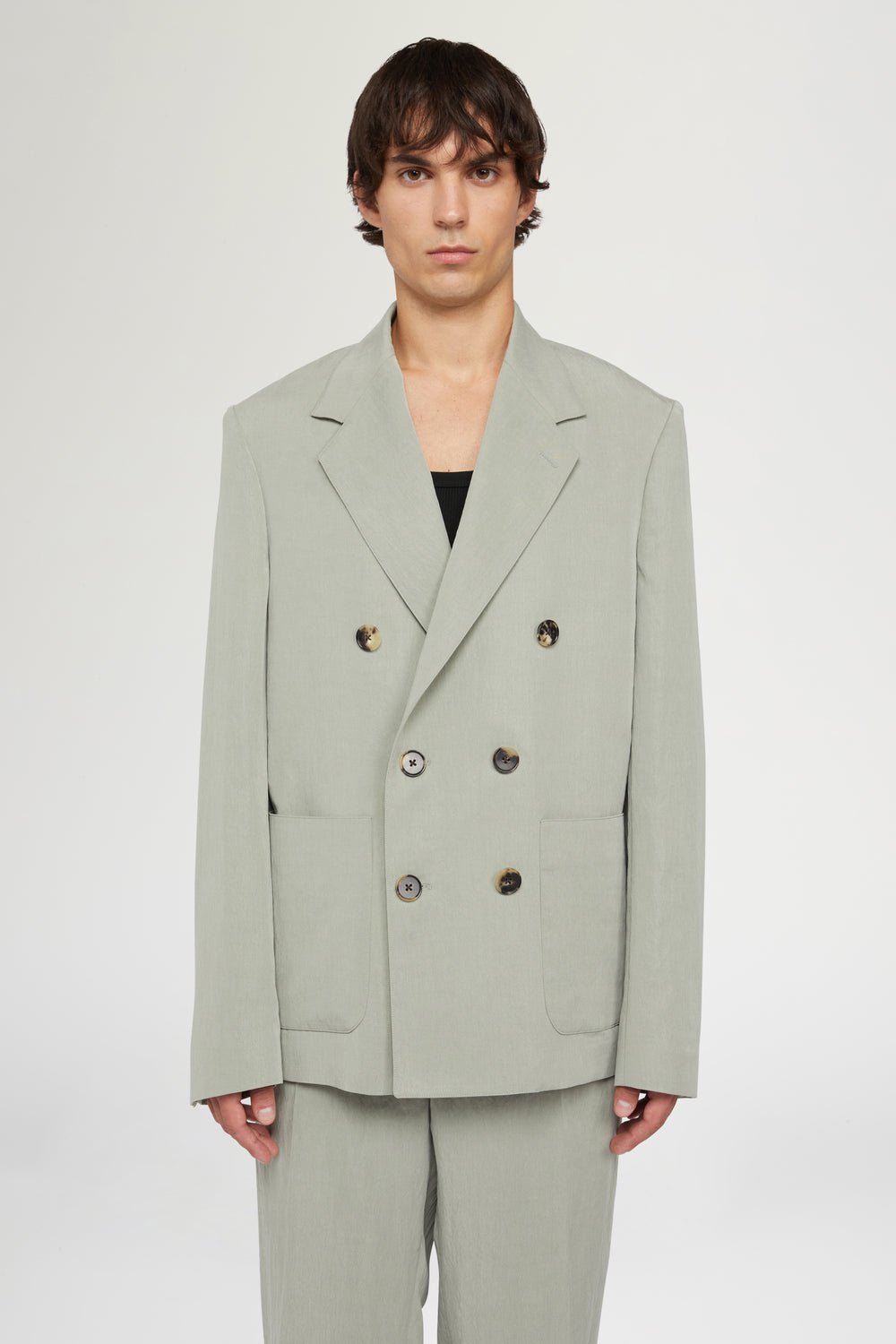 Sage Green Double-Breasted Jacket