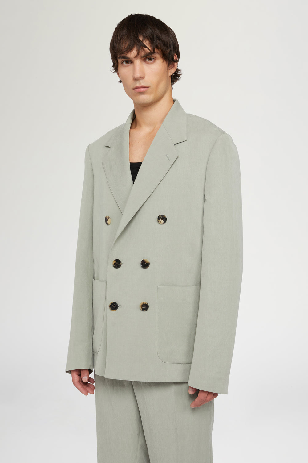Sage Green Double-Breasted Jacket