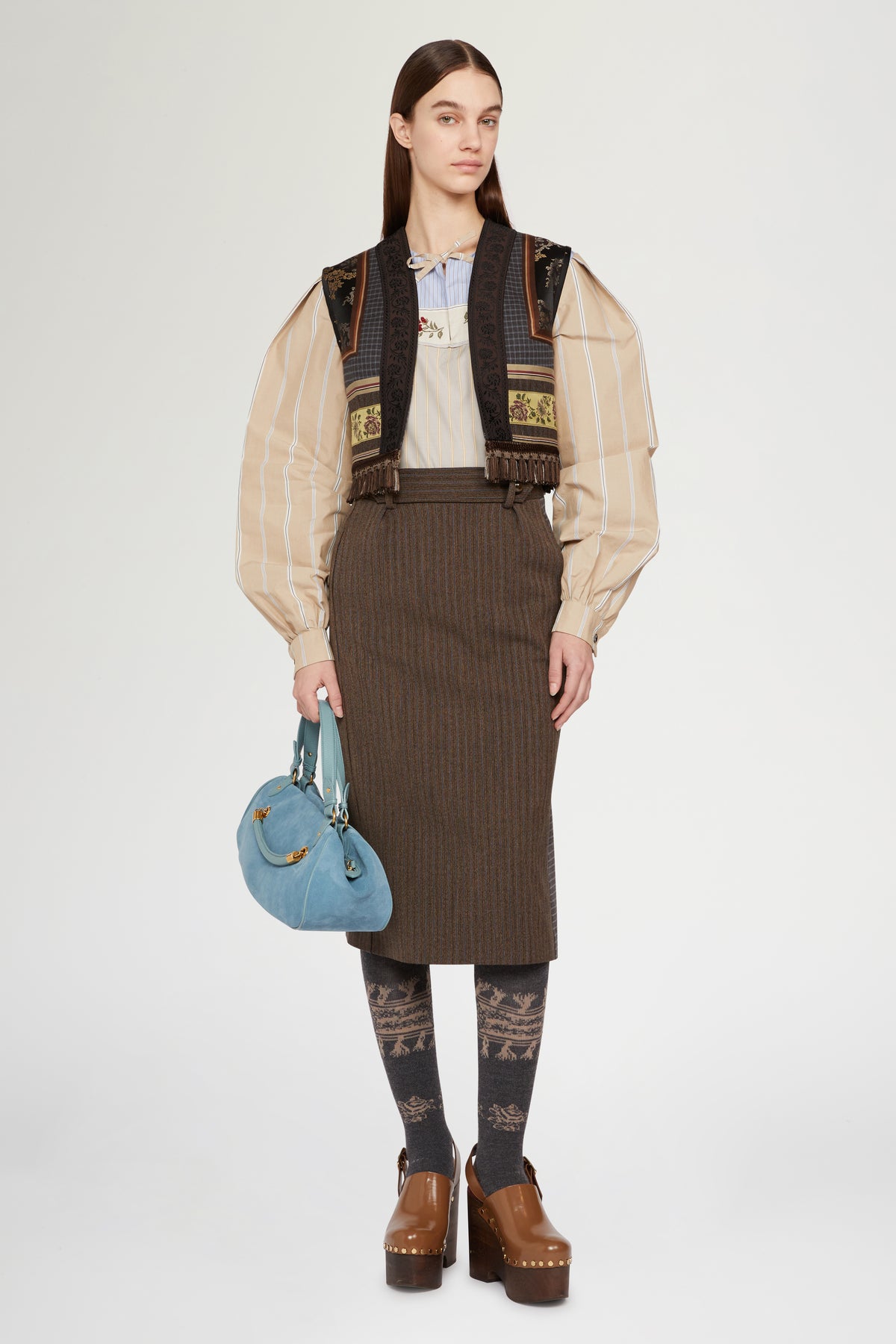Patchwork Vest with Jacquard Details