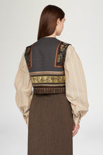 Patchwork Vest with Jacquard Details