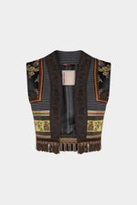 Patchwork Vest with Jacquard Details