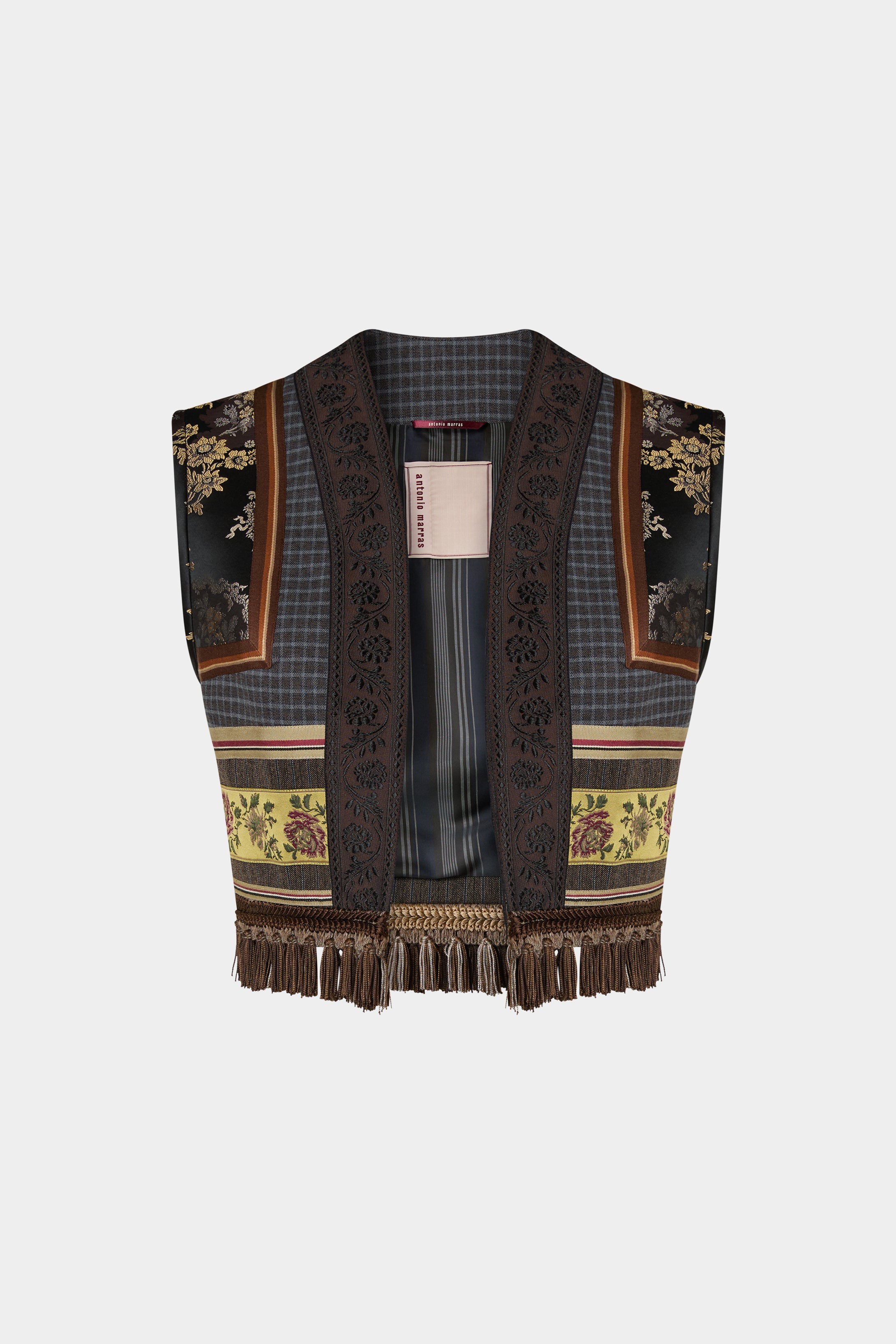 Patchwork Vest with Jacquard Details