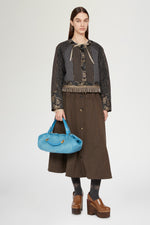 Giacca Corta con Stampa Jacquard Floreale
