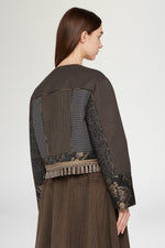 Giacca Corta con Stampa Jacquard Floreale